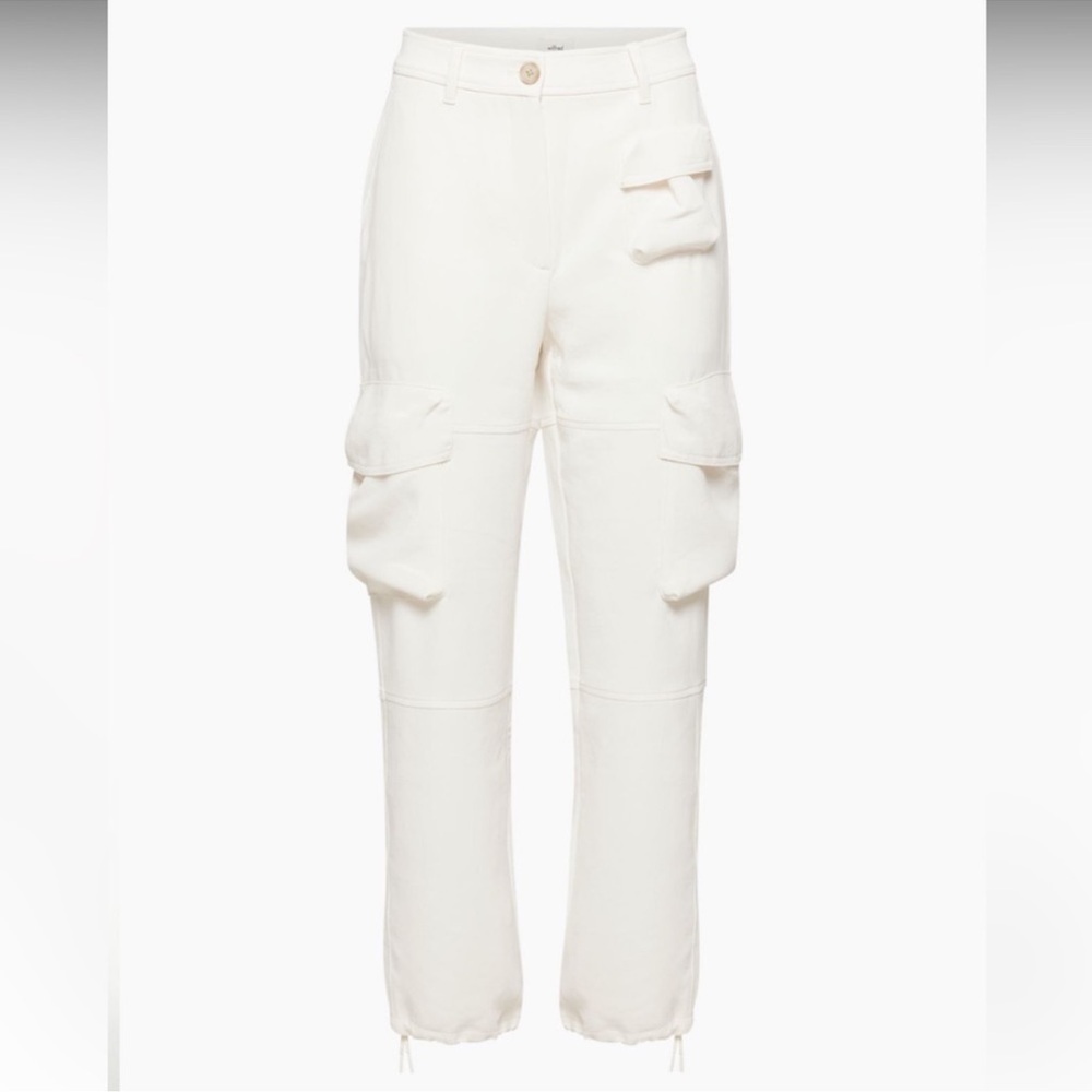 Wilfred Aritzia Ivory Crepe Project Cargo High Rise Pants